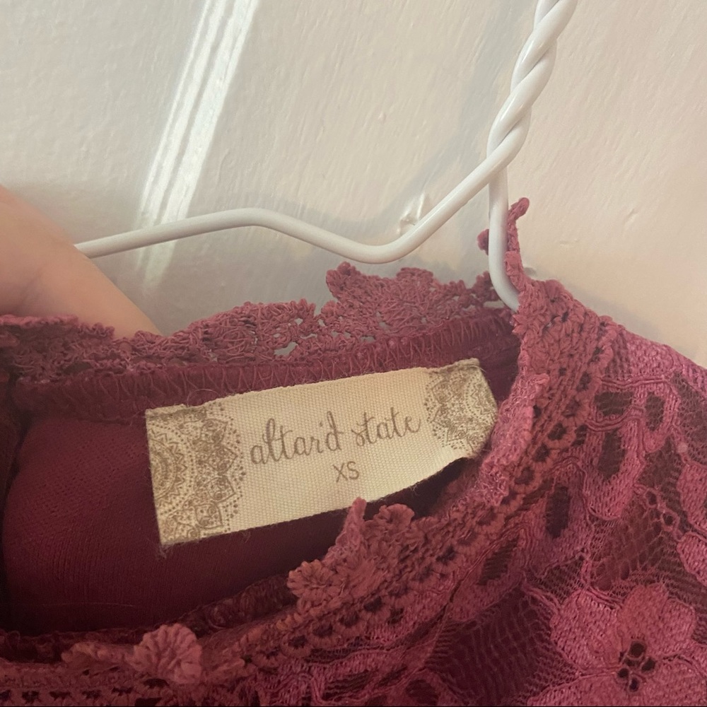 Altar’d State Pink Lace Dress, Extra Small, High Neck, Cap Sleeves - Picture 4 of 4